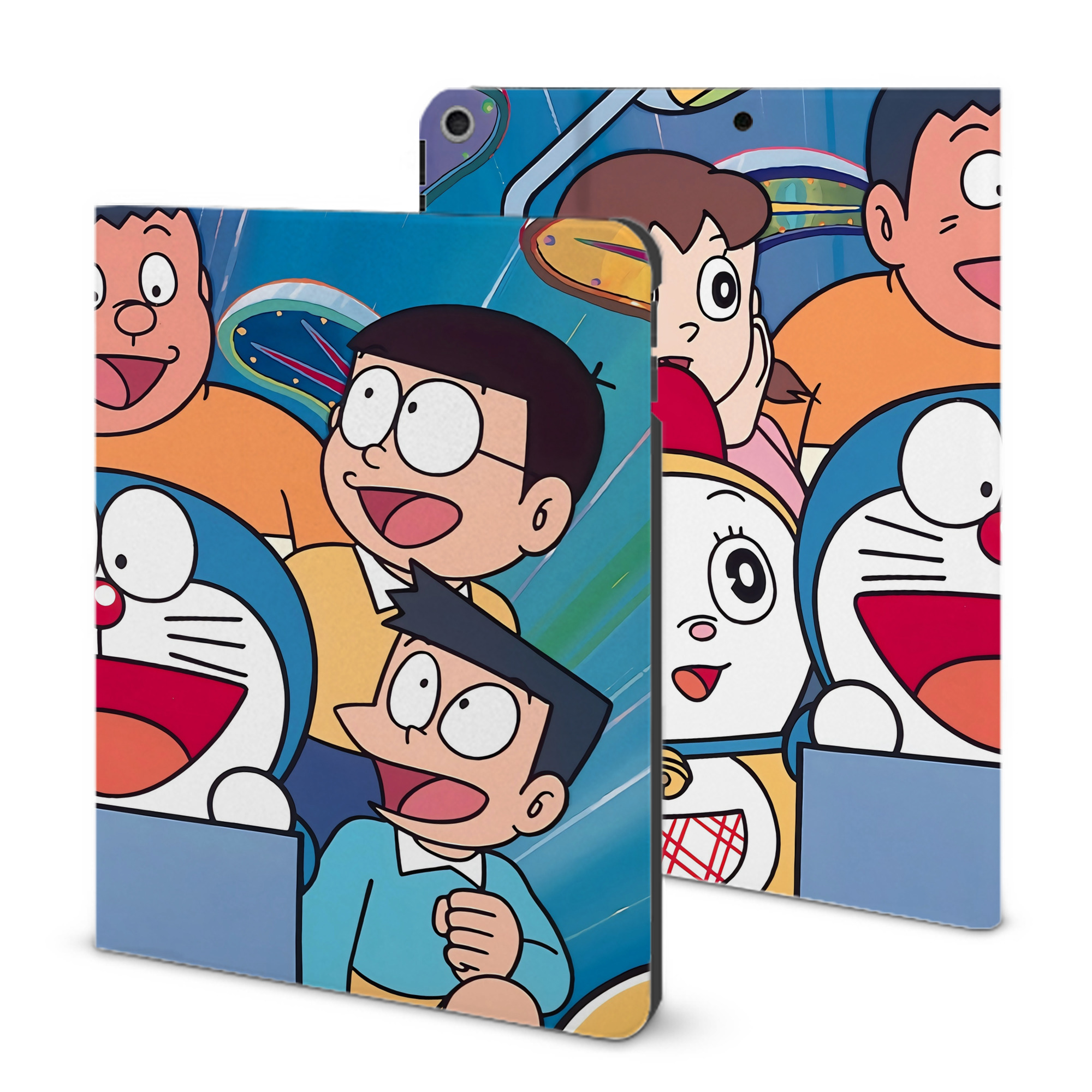 （画像用） ドラえもん Doraemon IPad ケース ブック型 PUレザー TPU 耐衝撃 軽量 薄型 ペン収納なし 全面保護 IPad 各モデル対応